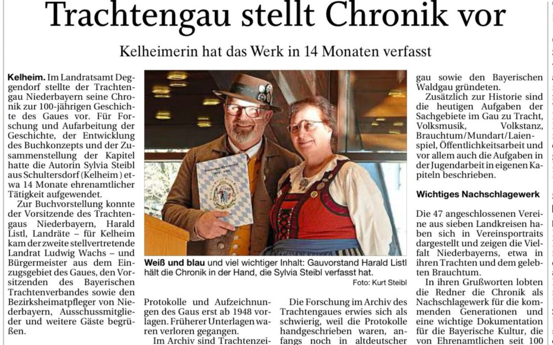 Trachtengau Niederbayern stellt seine 1.Chronik vor